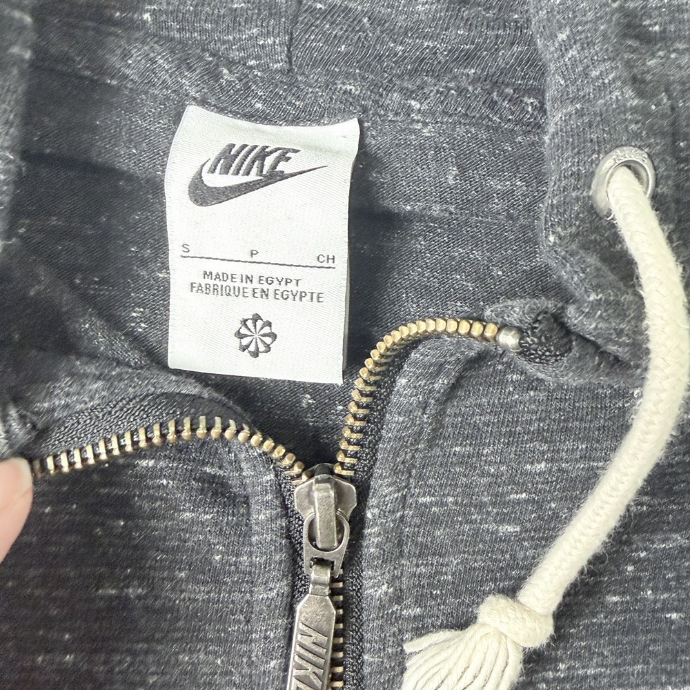 Nike Hoodie Women Sz S Gray Heather Full Zip Knit Sweatshirt Script Logo - Picture 3 of 7
